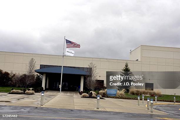 The front entrance of the Delphi Automotive Systems Safety & Interior Systems factory is seen April 3, 2006 in Vandalia, Ohio. Delphi asked a federal...