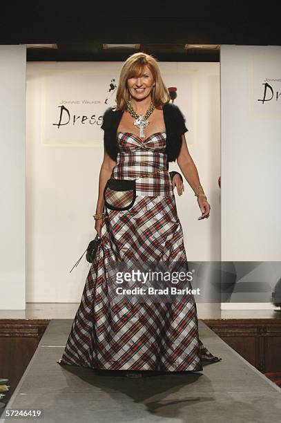 Designer Nicole Miller walks the runway at the Johnnie Walker Dressed to Kilt fashion show at St John Divine Cathedral on April 3, 2006 in New York...