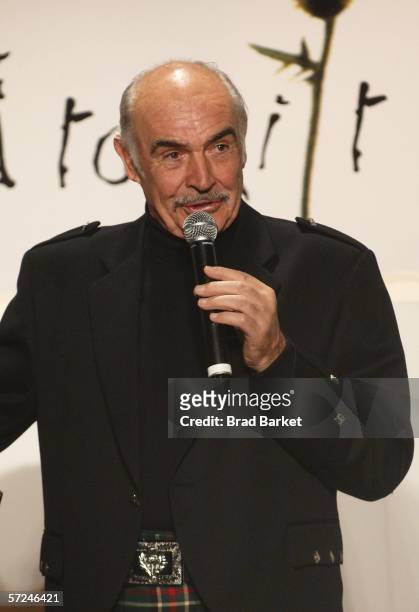 Actor Sean Connery walks the runway at the Johnnie Walker Dressed to Kilt fashion show at St John Divine Cathedral on April 3, 2006 in New York City.