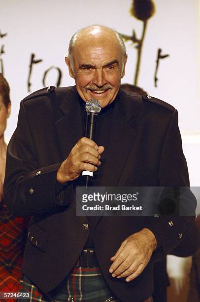 Actor Sean Connery walks the runway at the Johnnie Walker Dressed to Kilt fashion show at St John Divine Cathedral on April 3, 2006 in New York City.