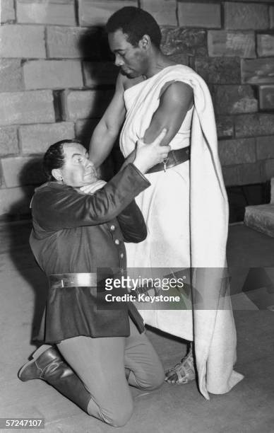 Trinidad-born stage and screen actor Errol John , in the title role, with Australian actor Leo McKern as Iago in a production of Shakespeare's...