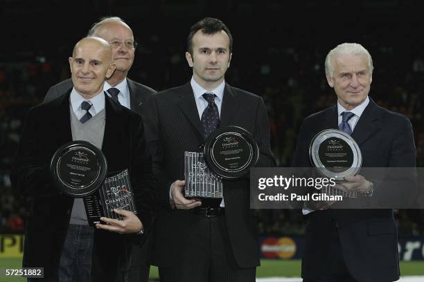 Milan trio Giovanni Trapattoni, Arrigo Sacchi and Dejan Savicevic receive UEFA awards in recognition of the contribution they made to the success of...