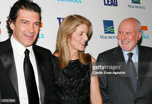 Actor Antonio Banderas, Caroline Kennedy, Fund for Public Schools Vice Chair, and New Line Cinema's Co-Chairman and Co-CEO Michael Lynne attend the...