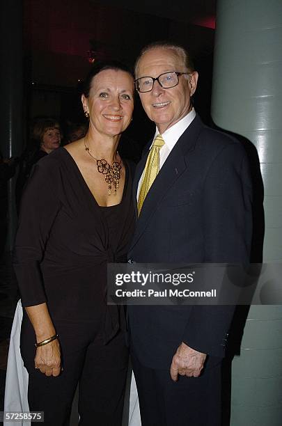 Retired newsreader Brian Henderson and his wife Mardi attend the opening night of "On The Box" at the Powerhouse Museum on April 5, 2006 in Sydney,...