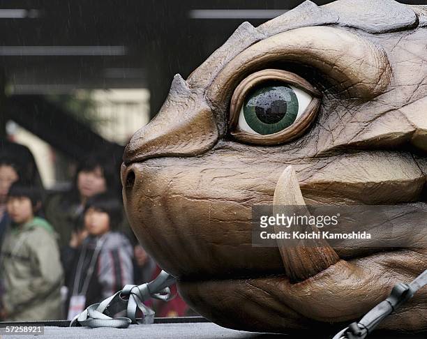 Japanese monster movie character GAMERA is pictured at a photocall for the new movie "GAMERA," on April 5, 2006 in Ibaraki, Japan. The movie is...