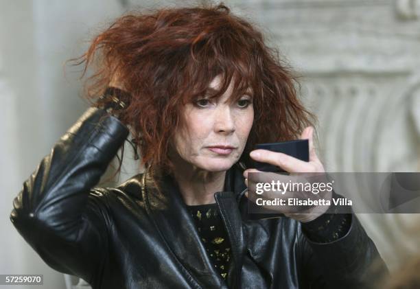 French actress Sabine Azema makes up before a photocall to promote her new movie 'Incontri D'Amore' at the Ambasciata di Francia, Palazzo Farnese, on...