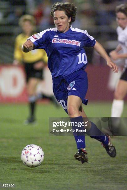 Meotis Erikson the Boston Breakers dribbles the ball during the WUSA league game against the Carolina Courage at Fetzer Field, Chapel Hill, North...