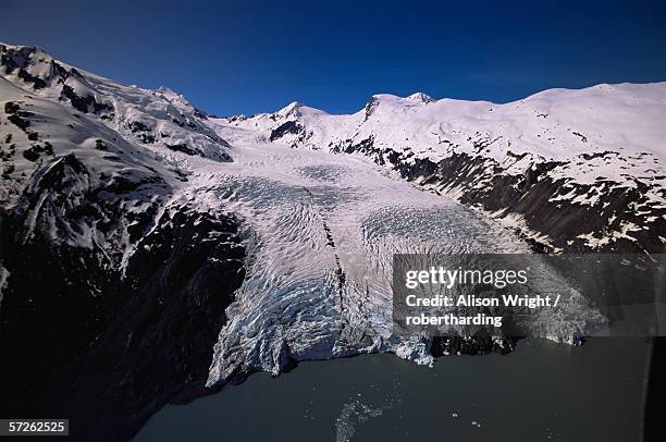 overview of portage glacier from helicopter, portage, alaska, united states of america (u.s.a.), north america - portage glacier stockfoto's en -beelden