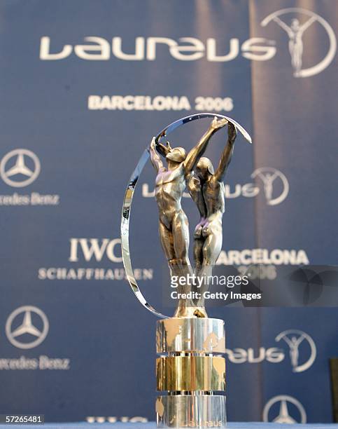 The Laureus World Sports Award seen during the announcement of the nominations for the 7th annual Laureus World Sports Awards, at the Mercedes Benz...