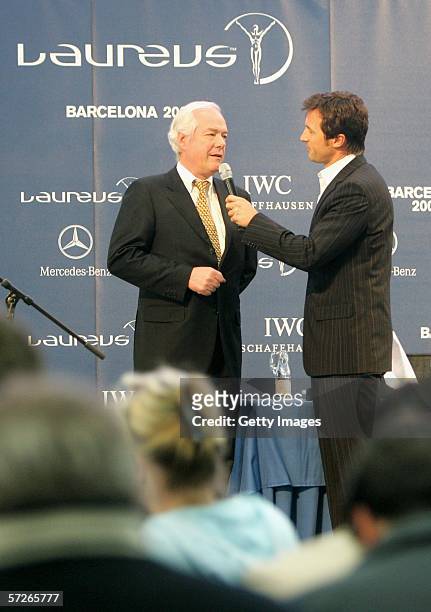 Burghard Graf Vitzthum is interviewed during the announcement of the nominations for the 7th annual Laureus World Sports Awards, at the Mercedes Benz...