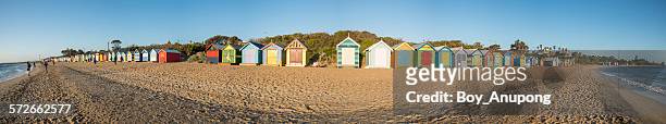 brighton beach panorama view, melbourne, australia - brighton beach stock pictures, royalty-free photos & images