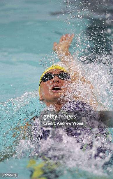 Brooke Hanson of Australia action during the semi-finals of the women's 100m individual medley at the FINA World Swimming Championships on April 6,...