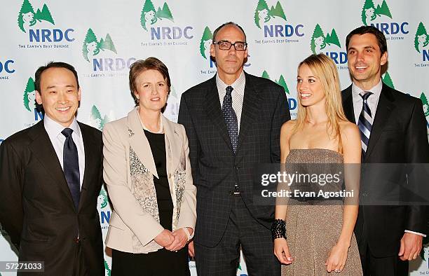 President Frances Beinecke poses with members of "Greenland First Ascent" climbers Yoo Jin Kim, expedition leader Robert M. Anderson, Laura Hughey...