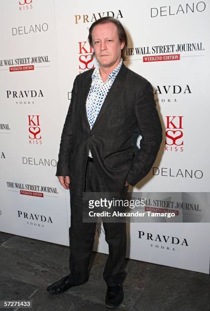 Photographer Patrick McMullan poses for photographs during the "KISS KISS" book release party at the Delano Hotel on April 6, 2006 in Miami Beach,...
