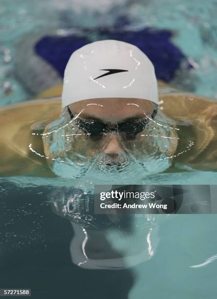 Hugues Duboscq of France competes in the heats of the men's 200m breaststroke at the FINA World Swimming Championships on April 7, 2006 in Shanghai,...