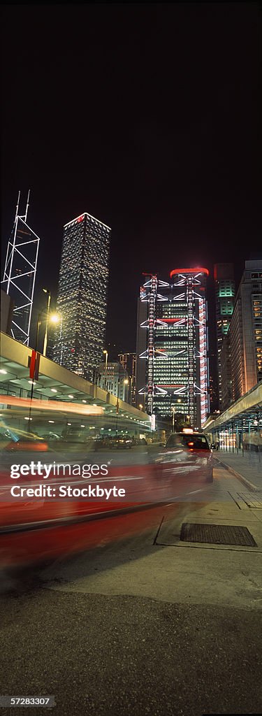 Taxis on the street in Hong Kong