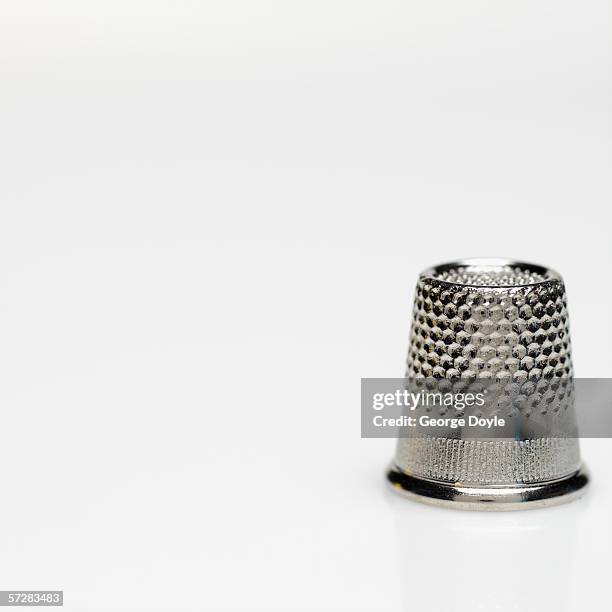 close-up of a thimble - thimble stock pictures, royalty-free photos & images