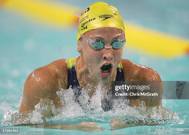 Brooke Hanson of Australia competes in the Women's 200m individual medley heats during day four of the FINA World Swimming Championships held at Qi...