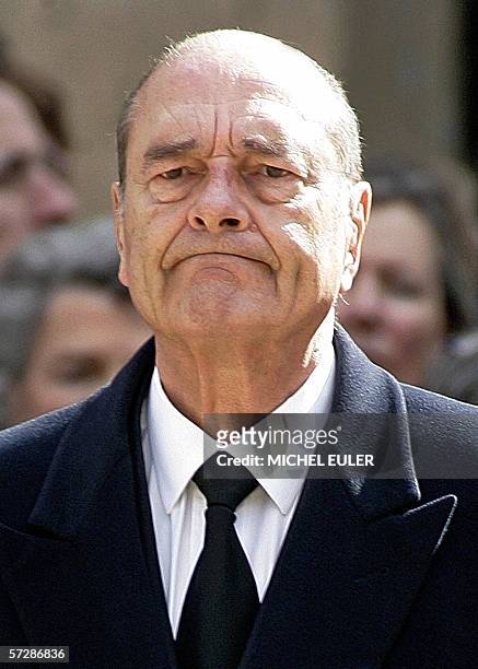 French President Jacques Chirac reacts during the funeral ceremony of French General Alain de Boissieu, General De Gaulle's son-in-law, at the...