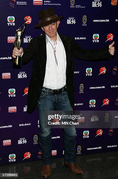 Hong Kong actor Anthony Wong wins Best Supporting Actor for "Initial D" at the 25th Hong Kong Film Awards on April 8, 2006 in Hong Kong, China.