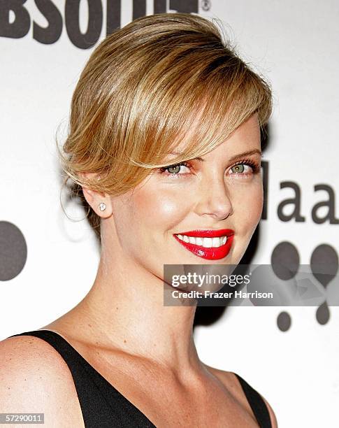 Actress Charlize Theron arrives at the 17th Annual GLAAD Media Awards at the Kodak Theatre on April 8, 2006 in Hollywood, California.
