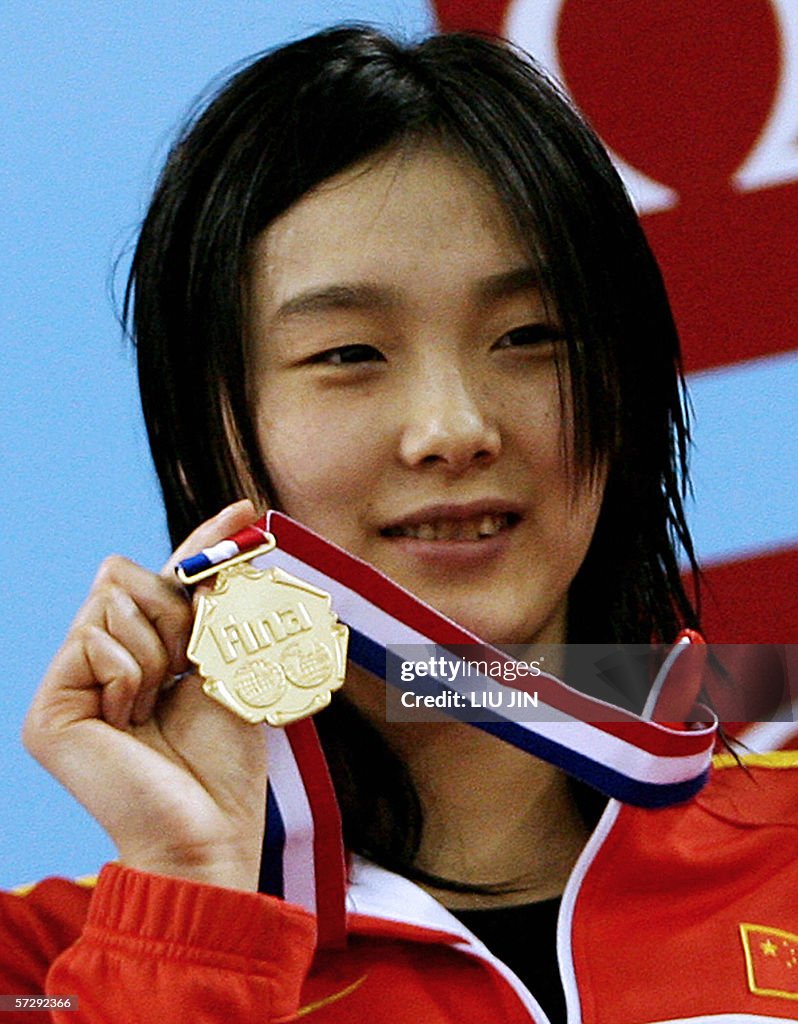 Yang Yu from China with her gold medal a