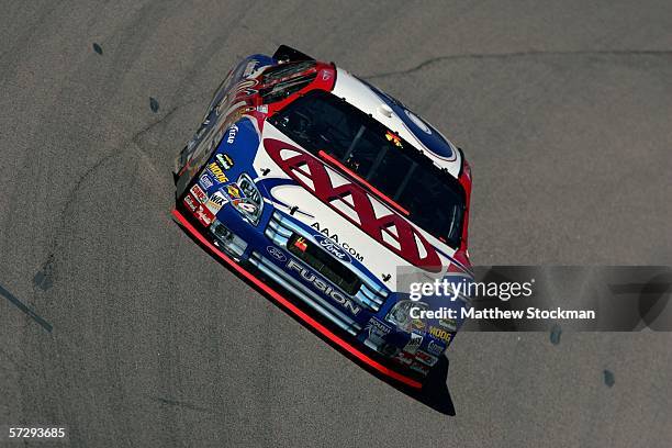 Mark Martin drives the AAA Ford during the NASCAR Nextel Cup Series Samsung/RadioShack 500 at the Texas Motor Speedway on April 9, 2006 in Fort...