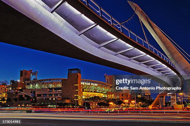 petco park & pedestrian bridge - baseball trajectory stock pictures, royalty-free photos & images