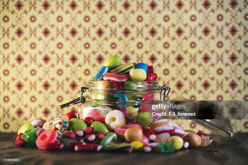 Candies in glass jar