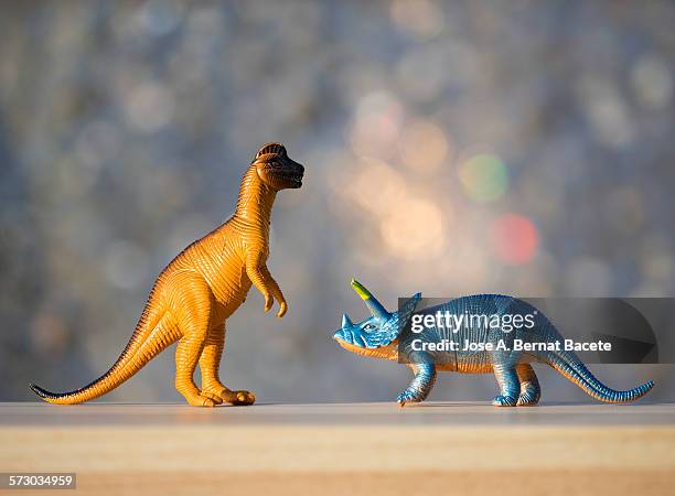 toy dinosaurs - triceratops prorsus stock pictures, royalty-free photos & images