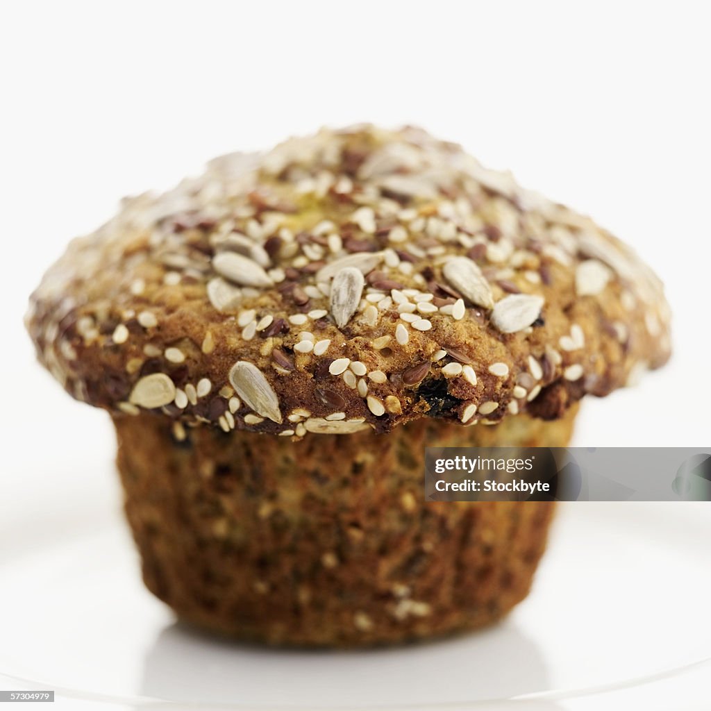 Close-up of a bran muffin