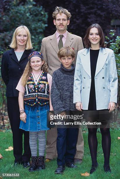 From left to right, actors Lindsay Duncan as Lady Walton, Tiffany Griffiths as Violet Elizabeth Bott, Ben Pullen as Robert Brown, Oliver Rokison as...