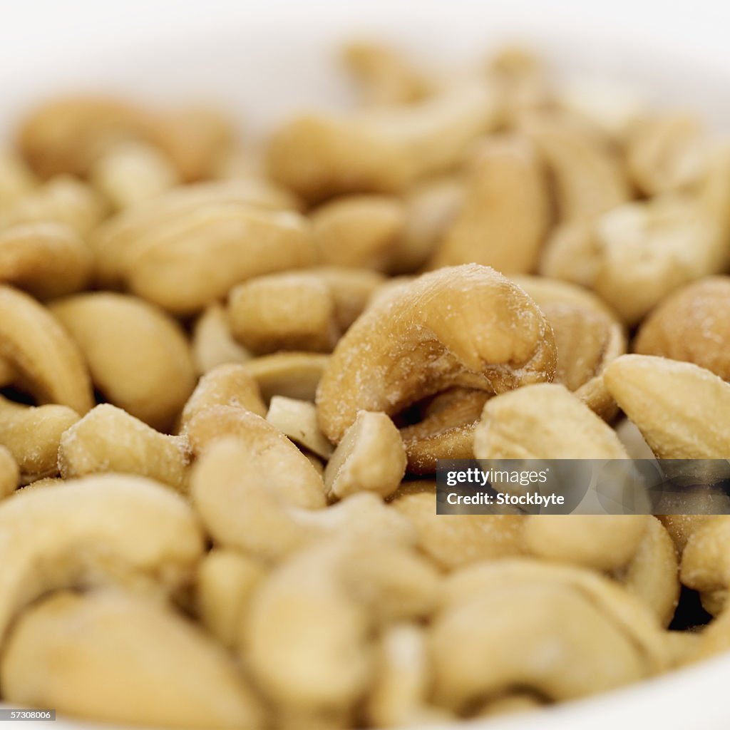 Close-up of a bowl of cashew nuts