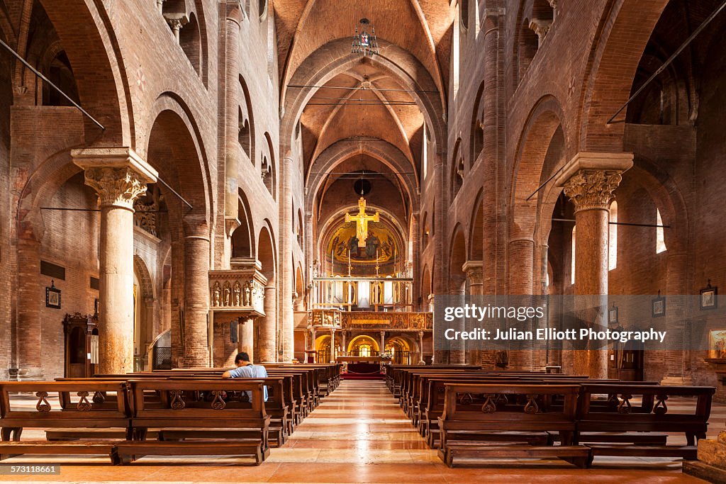 The nave of Modena cathedral, Italy.