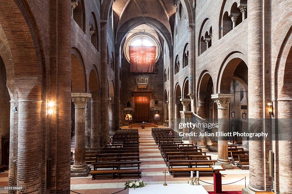 The nave of Modena cathedral, Italy.