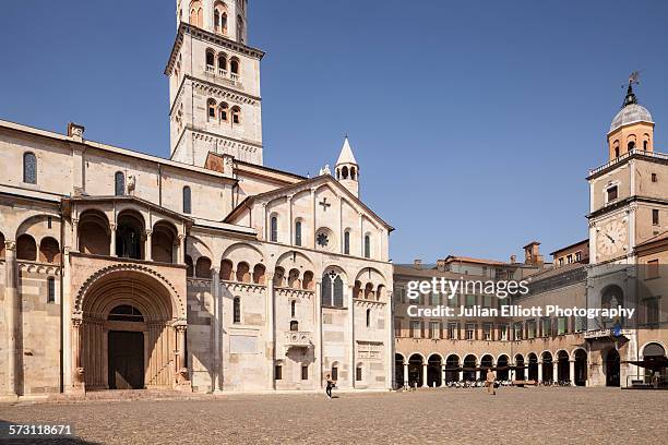 modena cathedral and piazza grande in modena. - modena stock pictures, royalty-free photos & images