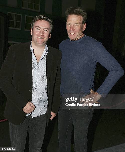 Boss Eddie McGuire and TV personality Sam Newman attend the NW Magazine party for the launch of the Channel 9 TV show "Hotel Babylon" at the Blue...