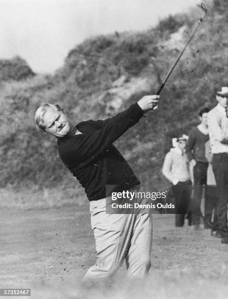 American golfer Jack Nicklaus plays from the third fairway, partnering Dan Sikes on the second day of the Ryder Cup competition at Royal Birkdale,...