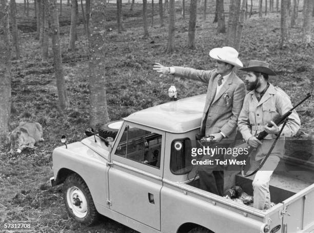 Sir Henry Frederick Thynne, 6th Marquess of Bath tours the lion reserve at Longleat Safari Park, his family seat in Wiltshire, 4th April 1966....