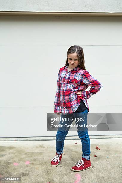 pre-teen tomboy striking a pose - girl tomboy stock pictures, royalty-free photos & images