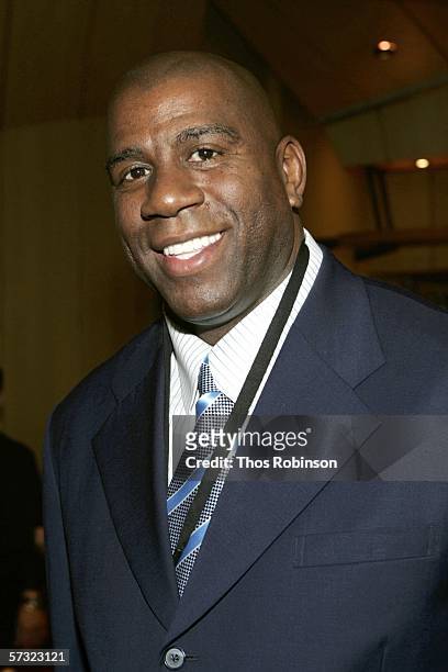 Former NBA star Magic Johnson attends 2006/2007 TNT And TBS UpFront Reception at Nick & Stef's Steakhouse on April 11, 2006 in New York City.