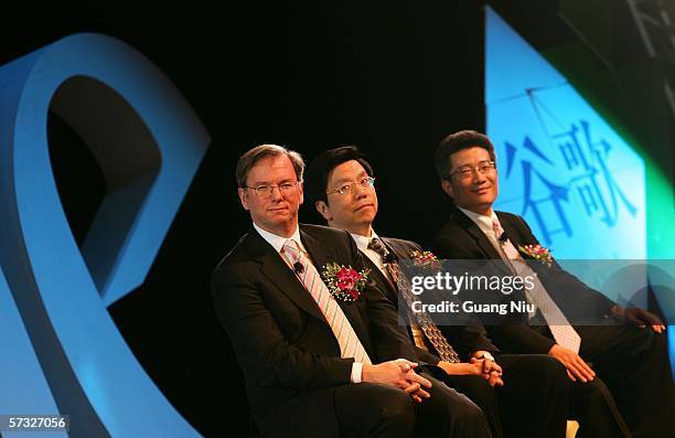 Google chief executive Eric Schmidt, Vice President, Engineering and President of Google China Kai-Fu Lee and Google's president of sales and...