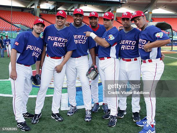 Members of Team of Puerto Rico are pictured before the game against Cuba on March 15, 2006 at Hiram Bithorn Stadium in San Juan, Puerto Rico. Cuba...