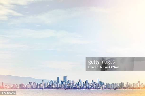 vancouver city from a distance - vancouver canada stock pictures, royalty-free photos & images