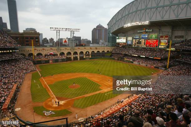 Minute Maid Park is shown during the Opening Day game between the Houston Astros and the Florida Marlins at Minute Maid Park on April 3, 2006 in...