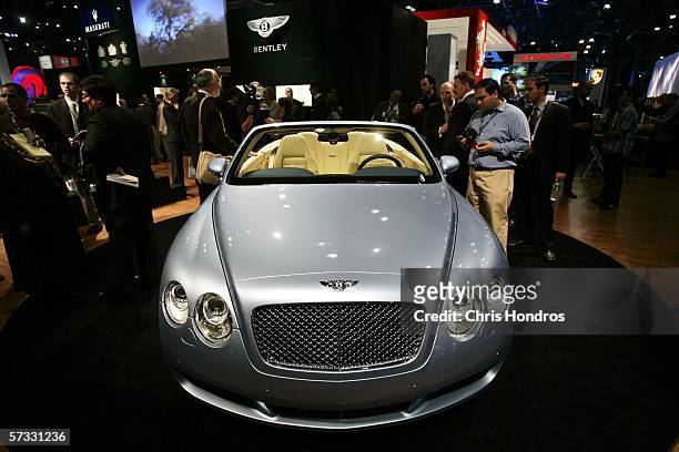 The 2007 Bentley Continental GTC convertible appears on April 12, 2006 at the 2006 New York International Auto Show in New York City. The show is...