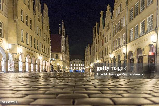 prinzipalmarkt at night - münster stock pictures, royalty-free photos & images