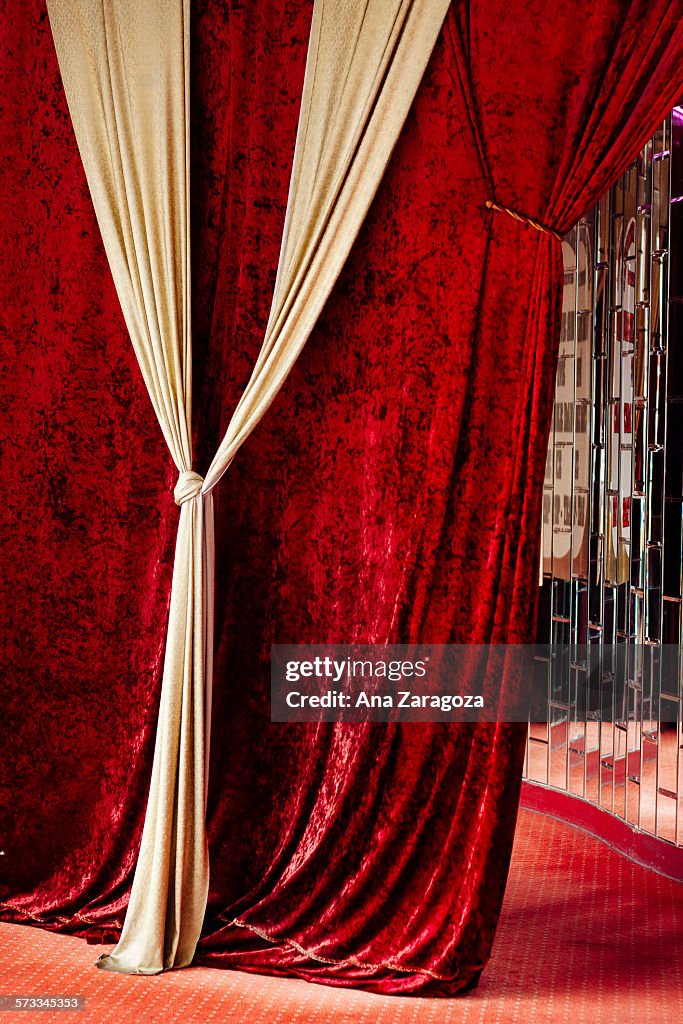 Red velvet curtain entrance