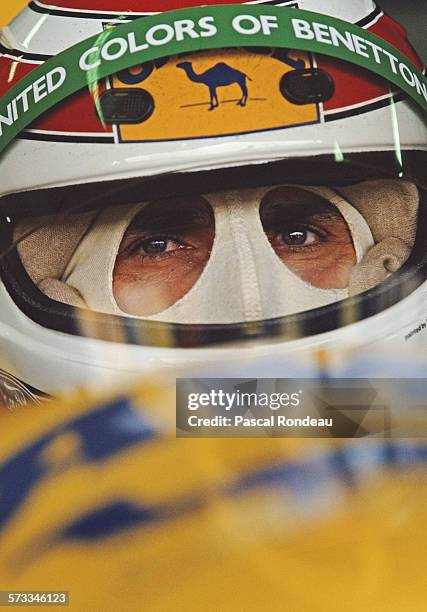 Nelson Piquet of Brazil, driver of the Camel Benetton Ford Benetton B191 Ford V8 during practice for the San Marino Grand Prix on 27th April 1991 at...