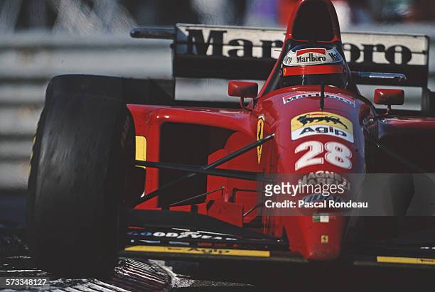 Gerhard Berger of Austria drives the Scuderia Ferrari Ferrari 412T2 Ferrari V12 during practice for the Grand Prix of Monaco on 27th May 1995 on the...